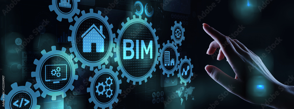 BIM Building Information Modeling Technology concept on virtual screen. BIM Building Information Modeling Technology concept on virtual screen.