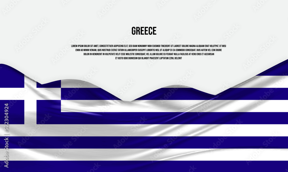 Greece flag design. Waving Greece flag made of satin or silk fabric. Vector Illustration. Greece flag design. Waving Greece flag made of satin or silk fabric. Vector Illustration.