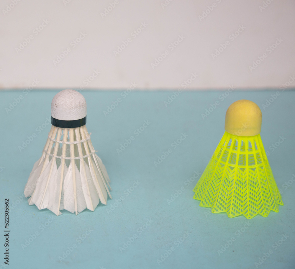 badminton shuttlecock placed on a white background