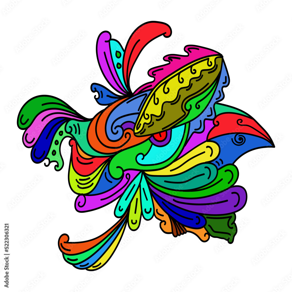 Obraz premium Colorful Bird Vector Hand Drawn Doodle Illustration Background for Banners, Posters, Tshirts and Patterns