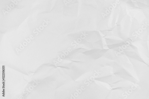 White crumpled paper texture background, clean white wrinkled paper, top view.