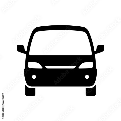 Minivan icon. Minibus. Black silhouette. Front view. Vector simple flat graphic illustration. Isolated object on a white background. Isolate.