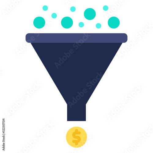 Funnel with coins icon