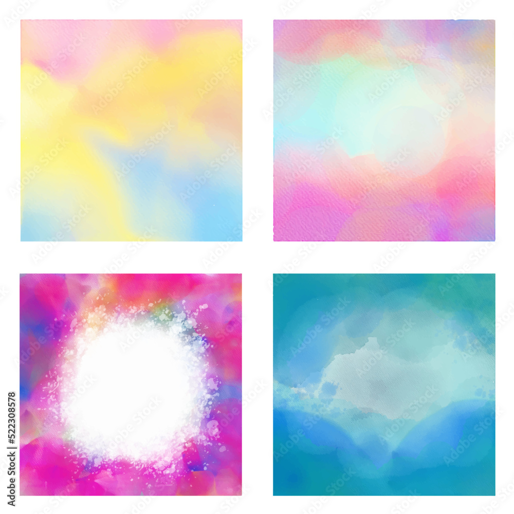 Set colorful watercolor background