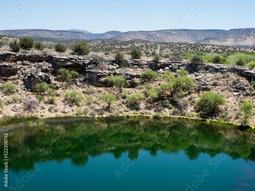 Beautiful green water of Montezuma Well, part of Montezuma Castle National Monument - AZ, USA