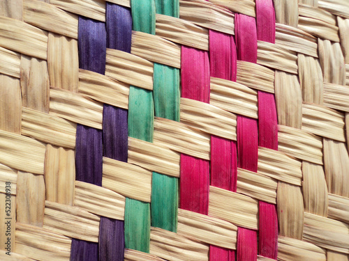 Textura del tejido artesanal de un petate mexicano  photo