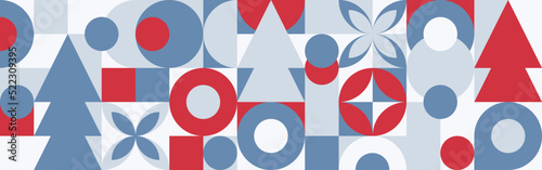 Geometric seamless pattern with winter patterns, Christmas trees in scandinavian style. Trendy colored pattern for textiles and wallpapers.