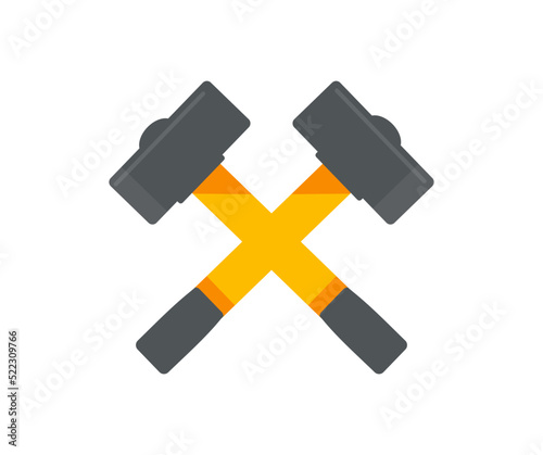 Crossed hammers joiner's tools, hand tools, simple shape, for graphic design logo design. Emblem, symbol, sign, badge, label, stamp, isolated on white background vector design and illustration.
