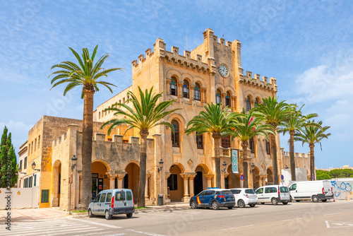 Fotografie, Obraz The Ciutadella or Ciudadela de Menorca City Hall in the historic hilltop walled old town of Ciutadella, Menorca, on the Balearic Mediterranean island of Menorca, Spain