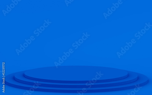 Abstract 3d blue color cylinder podium minimal studio background. © Mama pig