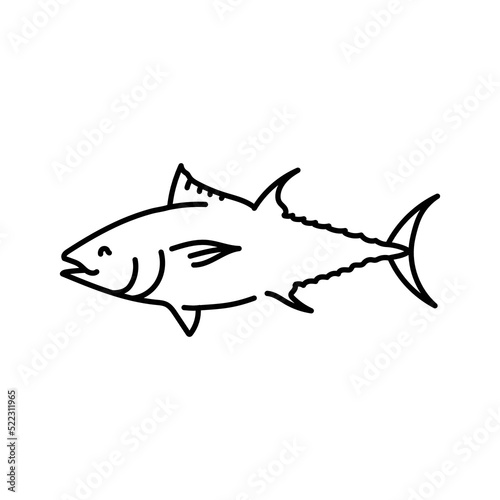 Tuna color line illustration. Ocean fishes