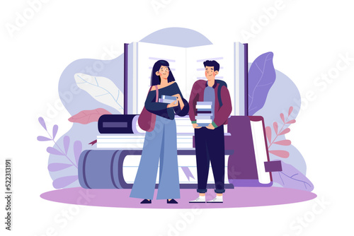 Boy Giving The Book To A Girl Illustration concept on white background