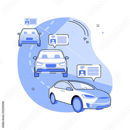 Connected vehicles isolated cartoon vector illustrations.