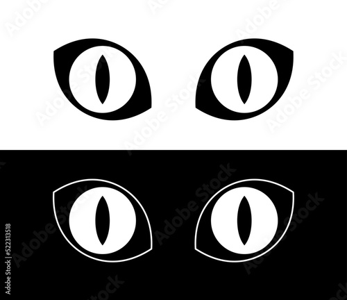 Cat eye icon. The eye of a reptile, dragon or tiger. View or visibility symbol.
