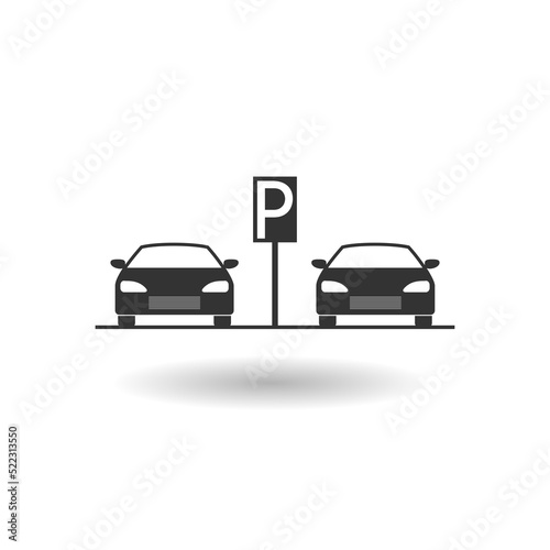 Parking icon with shadow isolated on white