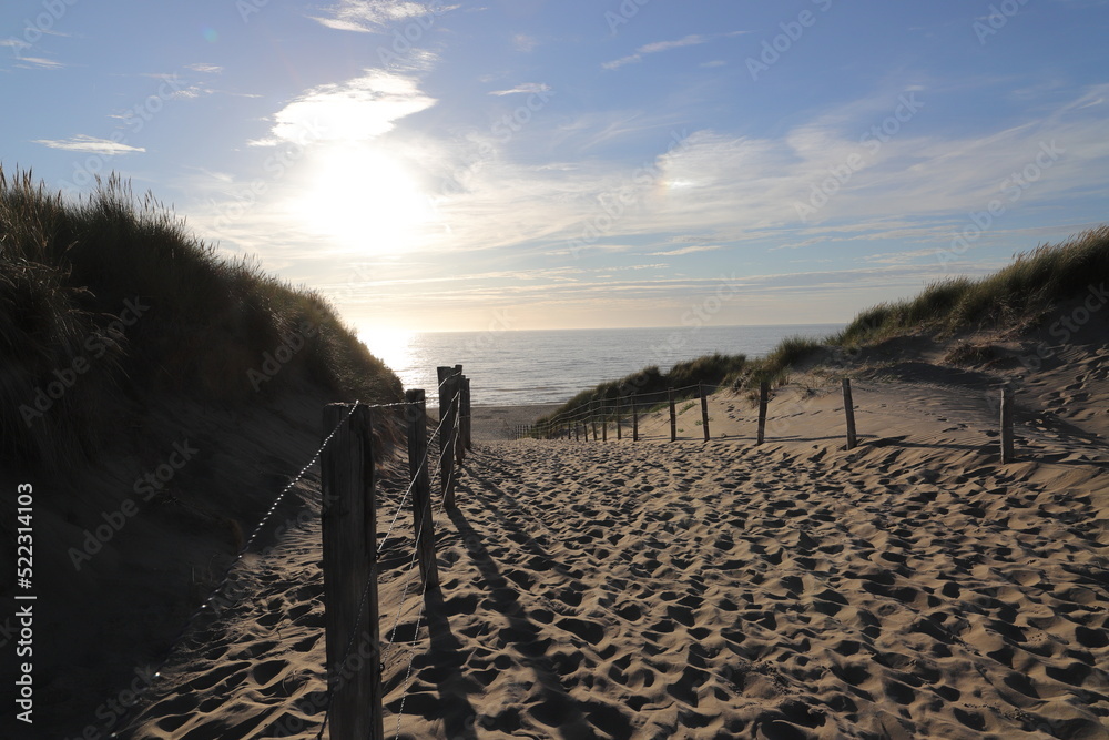 a beach access at the north sea beach in netherlands