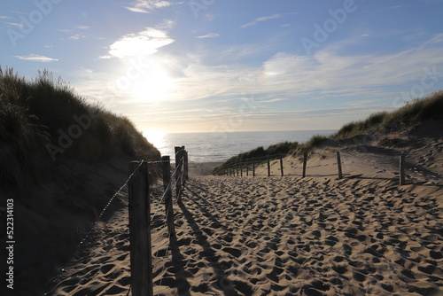 a beach access at the north sea beach in netherlands