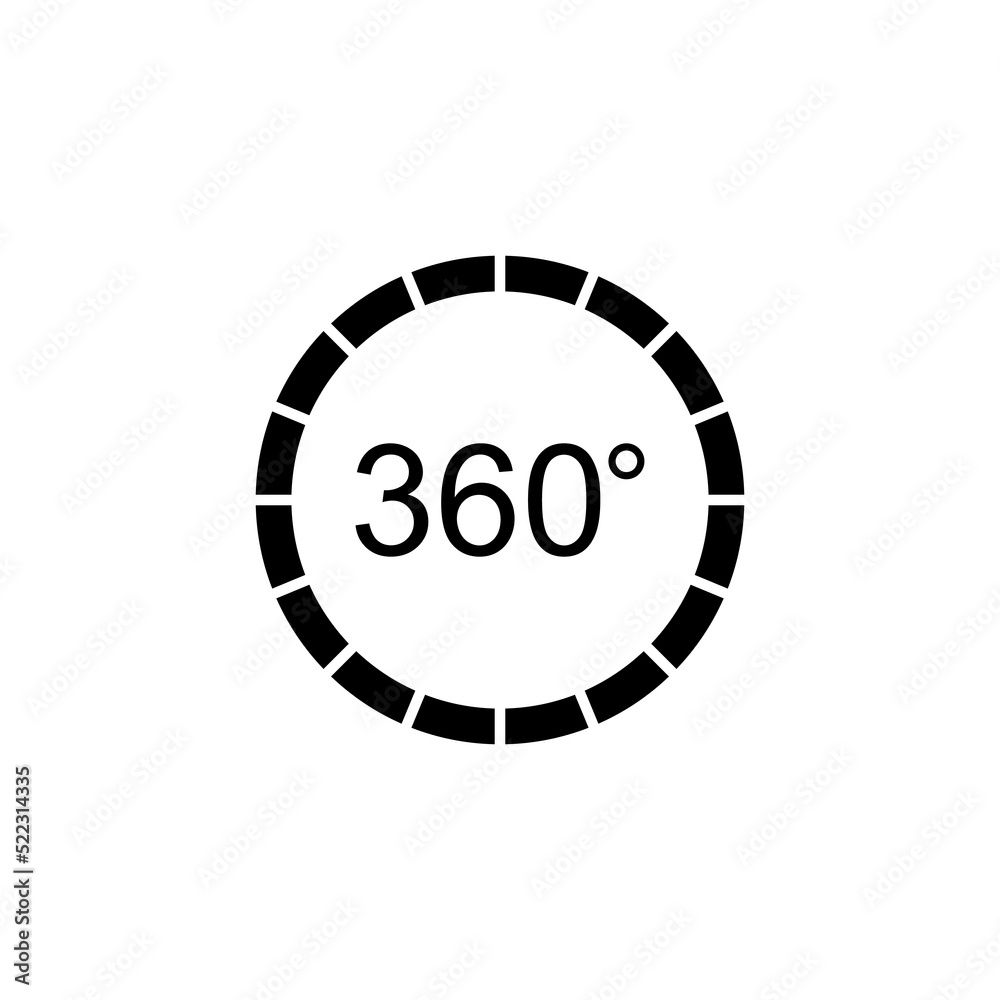 Fototapeta premium 360 degree icon set, 360 degree vector set sign symbol