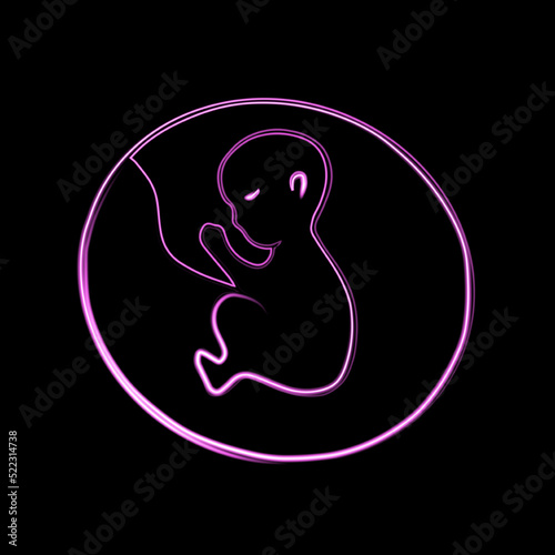 Vector illustration of embryo with neon effect.
