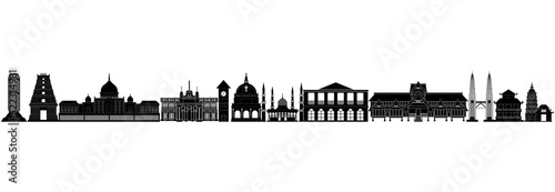 malaysia building icon set, malaysia building vector set sign symbol