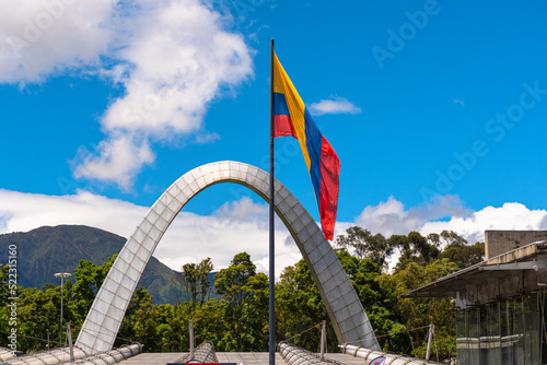 bandera de colombia desde corferias se impone en el firmamento bogotano photo