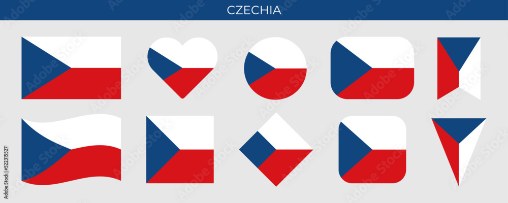 Czechia flag set. Vector illustration isolated on white background