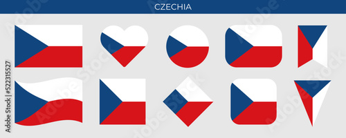Czechia flag set. Vector illustration isolated on white background