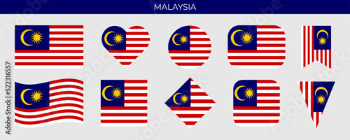 Malaysia flag set. Vector illustration isolated on white background photo