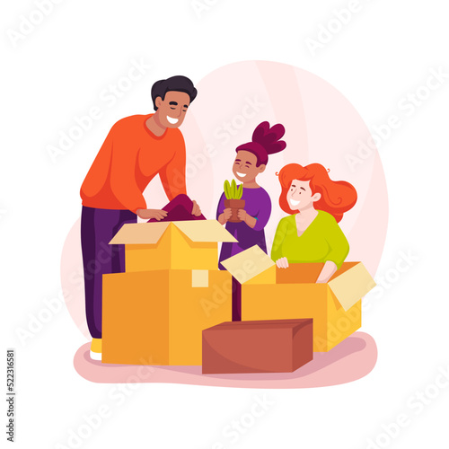 Unboxing items isolated cartoon vector illustration.