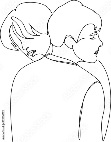 Hand drawn couple line art vector illustration. Man kiss sketch. Happy together. Lovers outline drawing. Love concept. Gay couple kissing. Lgbt concept.Gay Couple line vector illustration. Love print.