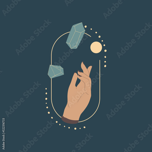 Magic moon night garden with insect moths flowers and plants