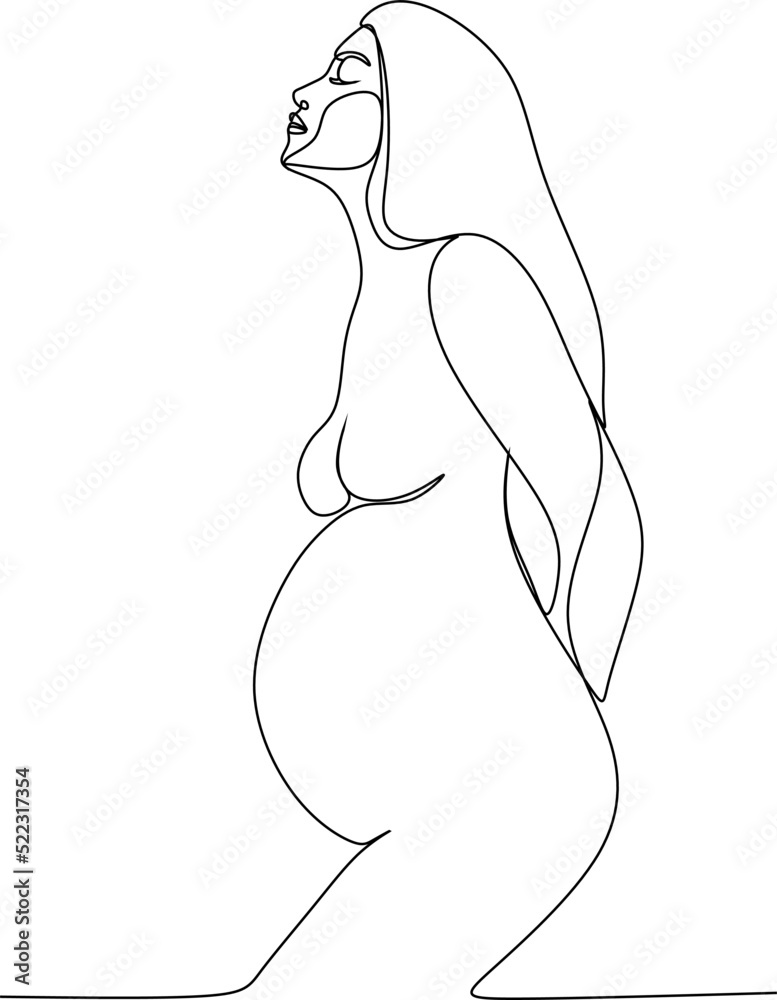 Continuous line drawing of pregnant woman vector illustration Continuous line drawing of pregnant woman vector illustration