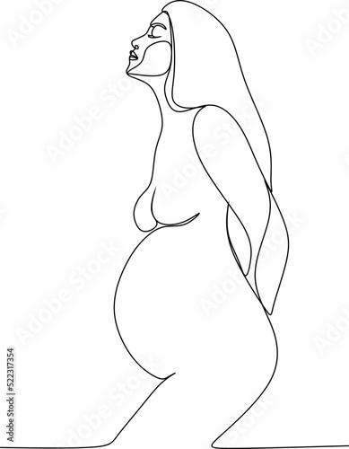 Continuous line drawing of pregnant woman vector illustration
