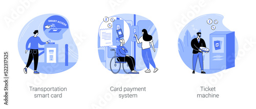 Public transport payment methods isolated cartoon vector illustrations se