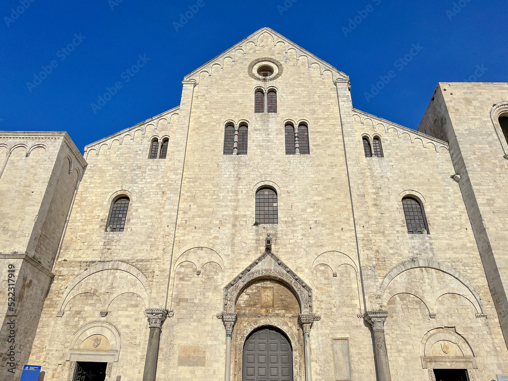 Facade of Pontifical Basilica of Saint Nicholas in Bari, Apulia, Italy
