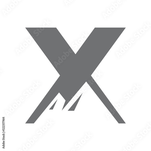 Letter X Mount Logo Vector Sign. Mountain Nature Landscape Logo Combine With Hill Icon and Template