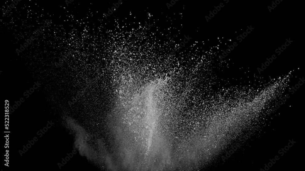 Super slow motion of coloured powder explosion isolated