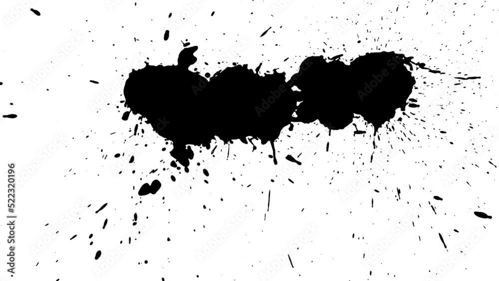 Abstract ink splatter transition in black and white seamless loop