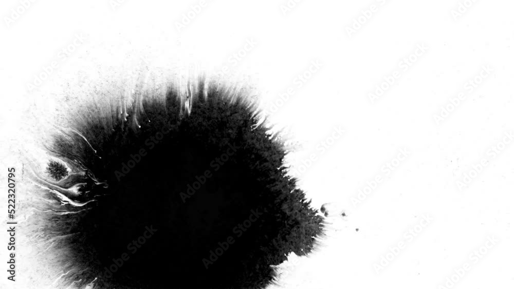 Abstract ink splatter transition in black and white seamless loop