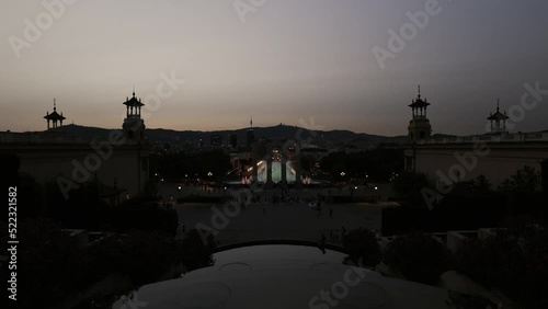 The Magic Fountain in the city centre of Barcelona during sunset photo