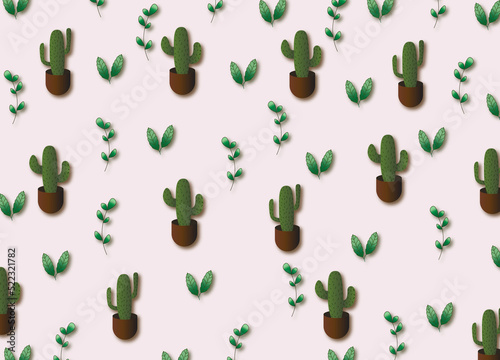 Cactus pattern with pink background