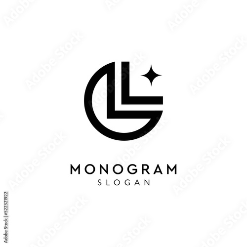 moon graphic art monogram logo with letter L for business company