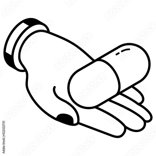 A customizable isometric outline icon of capsule 