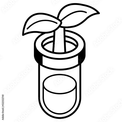 Trendy isometric outline icon of botany experiment 