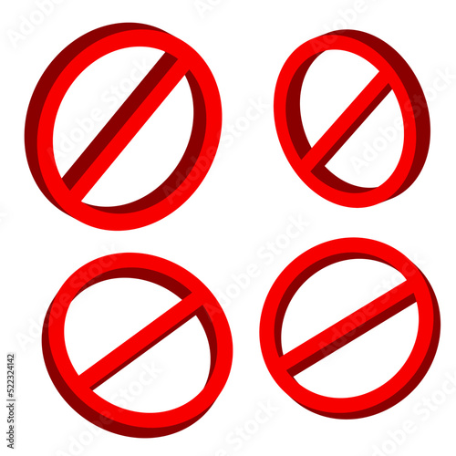 vector illustration, collection of isometric "cancel, ban" icons. for website, social media.