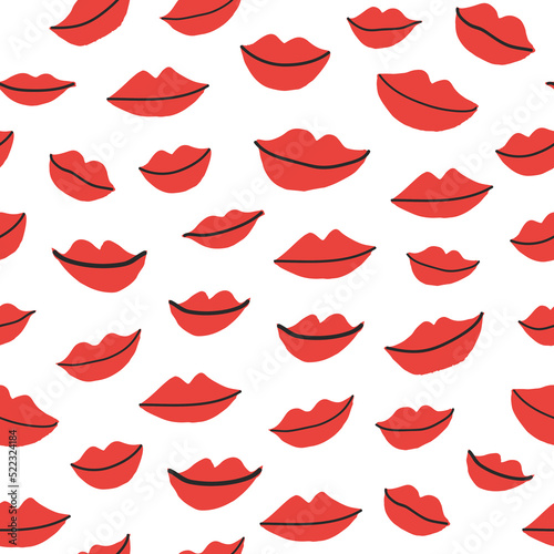 Smiling lips vector seamless pattern