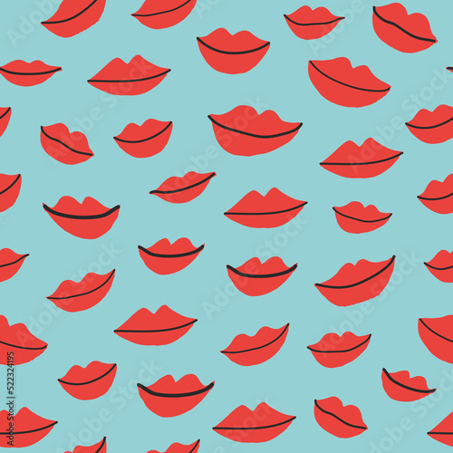 Smiling lips vector seamless pattern