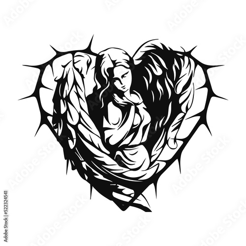 winged angel vector with thorns