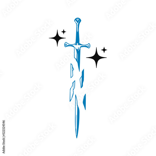 cracked and broken sword vector illustration