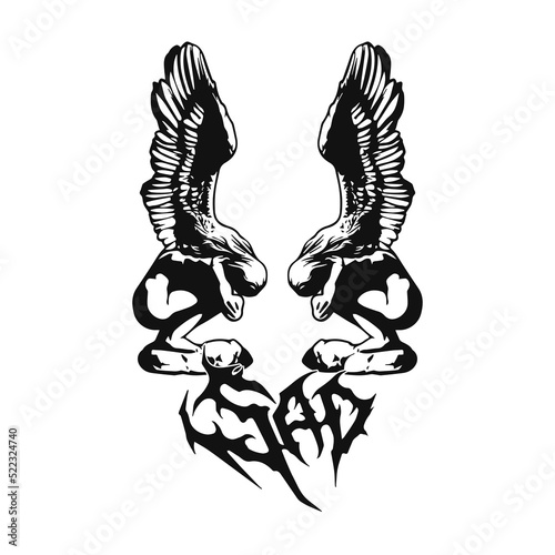 vector illustration of two female angels